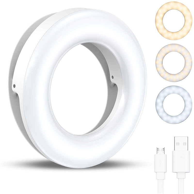 Webcam Ring Light - Przenośna lampa pierścieniowa LED z klipsem