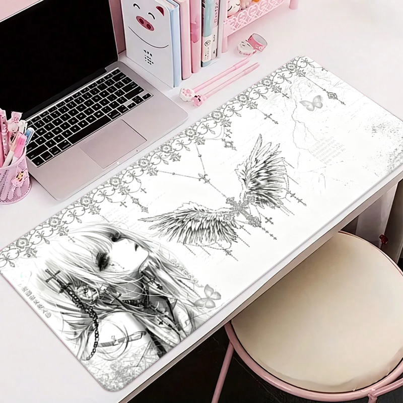 Esports Gaming Mousepad - Skórzana podkładka pod mysz czarno-biała Anime
